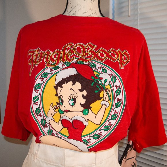 XXL True Vintage 1993 Betty Boop Christmas Red T-Shirt NJ Croce - Picture 2 of 4
